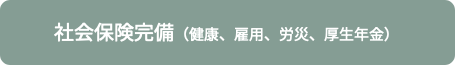 社会保険完備(健康、雇用、労災、厚生年金)